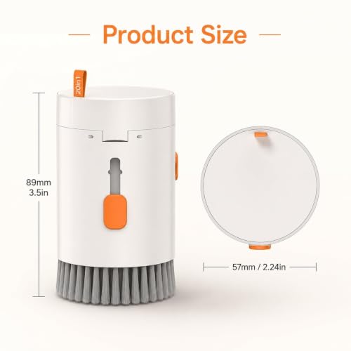 Keyboard Cleaning Kit, 20 in 1 Electronics Cleaning Kit with Retractable Brush and 2.5ml Mist Spray, Multi-Tool for iPhone, AirPods, MacBook, iPad, Headphones, Camera Lens, Computer, Monitor and TV