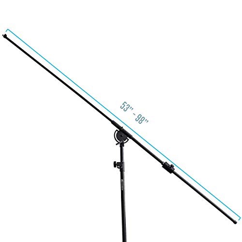 AxcessAbles Heavy Duty Microphone Boom Stand with Weighted Tripod Base | 80-inch Height Overhead Mic Stand | 96 Inch Boom Arm Stand | Shotgun Video Mic Stand | All Metal, No Plastic Parts - size: Tripod with Wheels