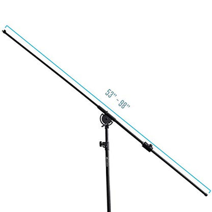AxcessAbles Heavy Duty Microphone Boom Stand with Weighted Tripod Base | 80-inch Height Overhead Mic Stand | 96 Inch Boom Arm Stand | Shotgun Video Mic Stand | All Metal, No Plastic Parts - size: Tripod with Wheels