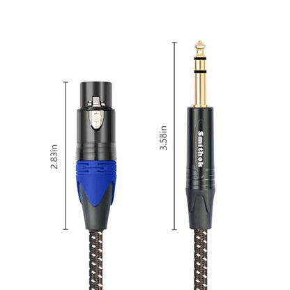 Smithok 2Pack 1/4" to XLR Cable，Balanced 1/4" TRS to 3pin XLR Female -6.6ft | Heavy Duty Nylon Braided,Gold Plated Plug, Quarter Inch 6.35mm to XLR Microphone Patch Cable, for Speaker,Mixer - size: 2 Pack 6.6 ft