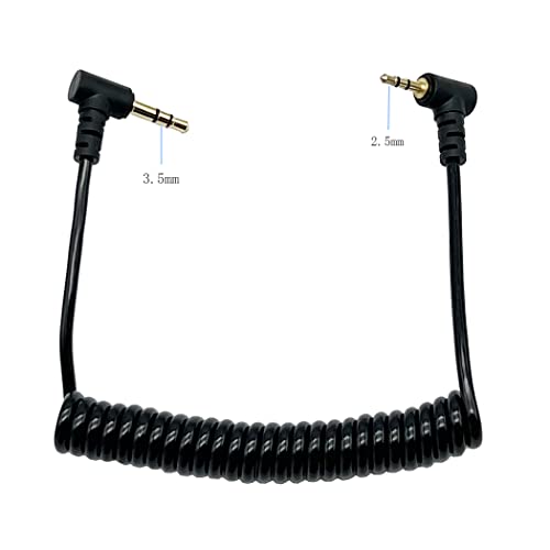 Coiled 2.5mm to 3.5mm Aux Cable;Seadream Coiled Angled 2.5mm Male to 3.5mm Male Audio Adapter Cable Car Auxiliary Audio Cable Cord (1Pack)