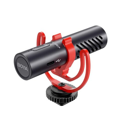 BOYA BY-MM1 AI On-Camera Shotgun Microphone for iPhone15/16/17, Android,DSLR Cameras Camcorders–Noise Reduction,EQ Presets,30Hrs Battery Video Mic for Vlog Podcast Streaming Recording(TRS/USB-C Cable)