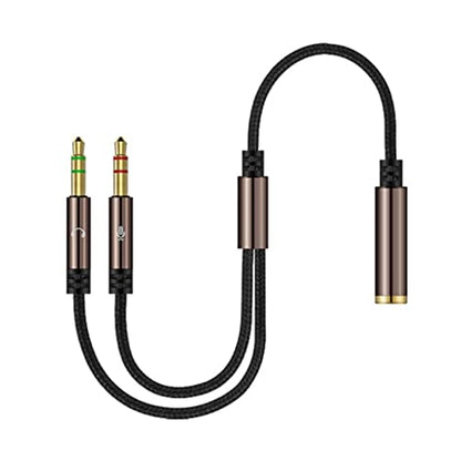 3.5mm Jack Microphone Audio Headset Splitter Cable Nylon-Braided,2 Male Audio/Mic to 4 Pole Combo Female AUX Adapter Computer(0.3M) - size: 0.3M