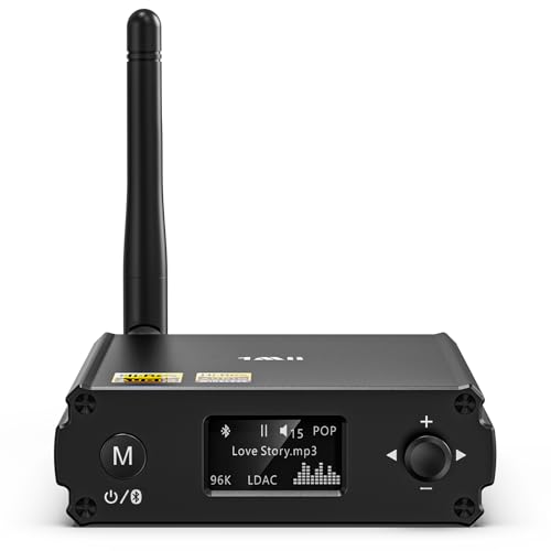 1Mii DS220 Bluetooth Receiver for Home Stereo, Hi-Res LDAC & aptX HD HiFi Audio Adapter with Audiophile DAC, Optical/RCA Outputs for Stereo System, Amplifier, OLED Display, 7 EQ