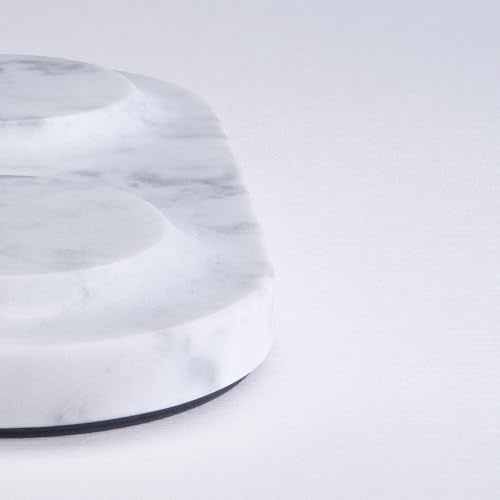 Einova Dual Classic Stone – Dual Wireless Charging Pad in Genuine Marble, Designed in Italy, Integrated 6 ft USB-C Cable, Smartphones, Wireless Earbuds, Smartwatches – White Carrara Marble - color: White Carrara marble – Dual Classic Stone