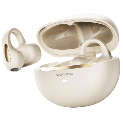 Clip On Earbuds, Open Ear Bluetooth 6.0 Wireless Headphones with Touch Control, Lightweight Ear Clip Design, Glasses Friendly Sports Earbuds for Running, Work & Travel, IPX6 Waterproof White - color: White