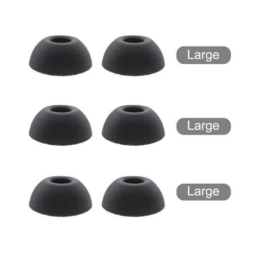 Klowcok Replacement Foam Ear Tips for AirPods Pro 3 Earbuds, Large | Memory Foam Tips Compatible with AirPods Pro 3rd Generation 2025, Fit in The Charging Case, 3 Pairs, Black - size: Large