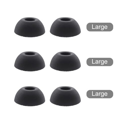 Klowcok Replacement Foam Ear Tips for AirPods Pro 3 Earbuds, Large | Memory Foam Tips Compatible with AirPods Pro 3rd Generation 2025, Fit in The Charging Case, 3 Pairs, Black - size: Large