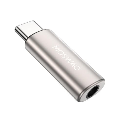 MOSWAG USB C to 3.5mm Audio Headphone Adapter, Typc C to 3.5mm Aux Adapter Zinc Alloy Adapter Compatible with iPhone 15 Plus/15 Pro Max Samsung GalaxyS23 S22 Plus, Ultra S21+, Pixel 7/6, Pad Pro 6 | High Resolution Zinc Alloy Hi-Fi Audio and Mic Converter