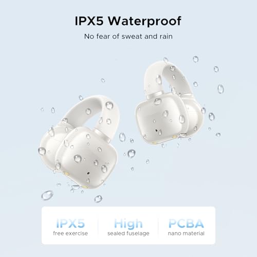 UGREEN HiTune S3 Open Ear Earbuds, Bluetooth 5.4, Clip on Earbuds, White | Lightweight, Comfort, Wireless Headphones ENC Clear Calls, 30H Playtime, IPX5 Waterproof, for Driving Running Workout Cycling - color: White