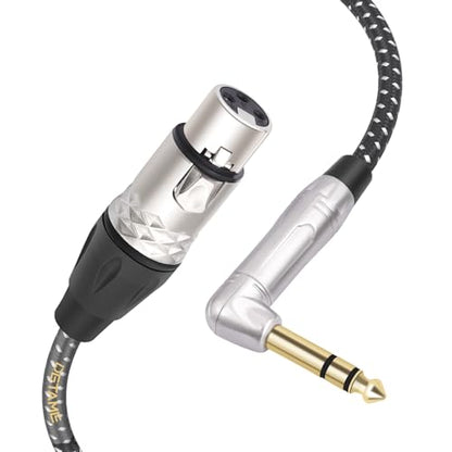 6Feet Balanced XLR Female to Right Angle 1/4 TRS Mixer Cable,Right Angle 6.35mm to 3pin XLR Female Audio Cable for Microphone Mixer Amplifier - size: 6Feet