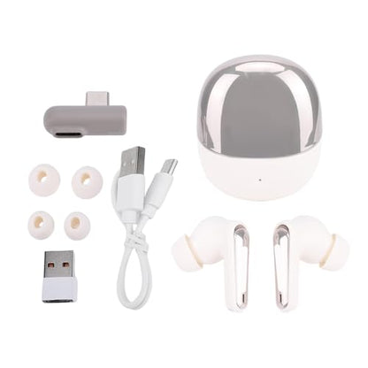 LICAEVEY Wireless Gaming Earbuds, Low Latency 2.4GHz Bluetooth 5.4 Dual Mode Earbuds with ENC Mic and USB C Dongle, for Phone Tablet Laptop PC VR Gaming (White)