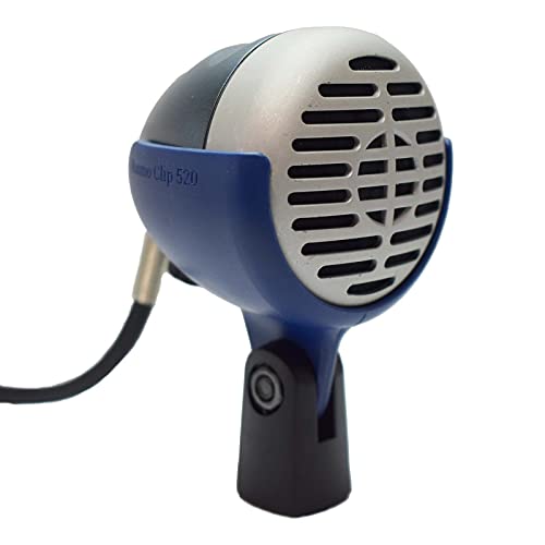 Ammo Clip 520 Bullet Mic Holder Compatible With Shure 520DX Green Bullet, Superlux D112/C and Other Similar Harmonica Microphones (Midnight Blue) - color: Midnight Blue