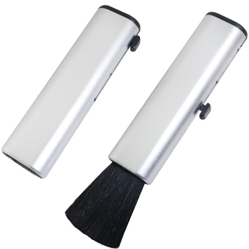 2PCS Telescopic Brush Set Portable Laptop Keyboard Camera Cleaning Brush Supplies Silvery Goat Hair 2 Adjustable Gears for Phones Audio CDs