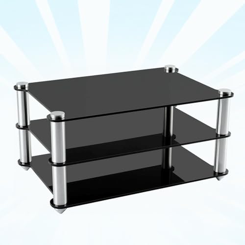 Mini Audio Component Rack, 2 Tier Audio Tower Small Desktop Rack, AV Media Stand Display Stand Clear Shelf for Tabletop Organizer, DVD Players, Office(Transparent) - color: Transparent