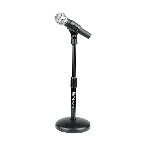 Gator Frameworks Desktop Microphone Stand with Round Weighted Base & Adjustable Height (GFW-MIC-0501) - size: Compact, style: Weighted Base - Adjustable Height
