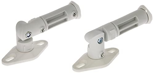 Monoprice Adjustable 10 lb. Capacity Speaker Wall Mount Brackets (Pair), White (Pack of 2) - color: White, size: 1 Count (Pack of 2)