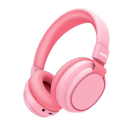 Kids Bluetooth Headphones Wireless 68 Hours,Safe Volume Limit 85/94dB Pink | Adjustable Headband Foldable Over-Ear Lightweight Headsets for Toddler Girls Boys Tablet/iPad,HD Stereo,Built-in Mic - color: Pink