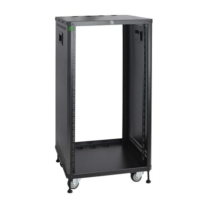 RIVECO POMU 22U Stereo & Server Rack with Caster Wheels, Rolling Network Cabinet, Open Frame Rack for 19-inch Audio Video Music Recording & IT Equipment, Obtuse Angel, Lifting Handle - size: 22U