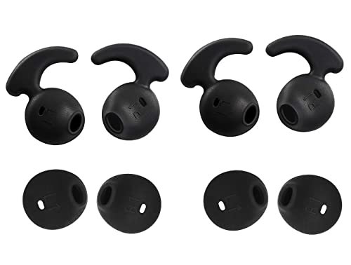 JNSA Replacement Silicone Ear Tips Ear Plugs Hooks Compatible with So ny WI-SP500 or Galaxy S7 S7 Edge Original Earphones, Black Hook Tips 2 Pairs and Gray Buds Tips 2 Pairs, 4 Pairs Set,S7BG4