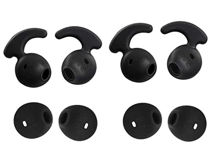 JNSA Replacement Silicone Ear Tips Ear Plugs Hooks Compatible with So ny WI-SP500 or Galaxy S7 S7 Edge Original Earphones, Black Hook Tips 2 Pairs and Gray Buds Tips 2 Pairs, 4 Pairs Set,S7BG4