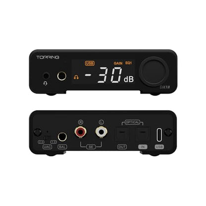 Fanmusic Topping DX1 II DAC&Headphone Amplifier ES9039Q2M DAC Chip with Optical Output/Input Preamp Mode Balance Line Out Fully Balanced Headphone Amp (Black) - color: Black