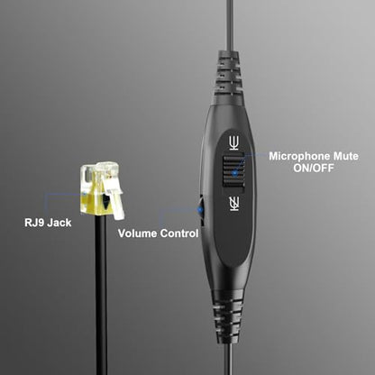 Wired Headset with Mic for Cisco Phone, Dual Ear Headphone for Call Center