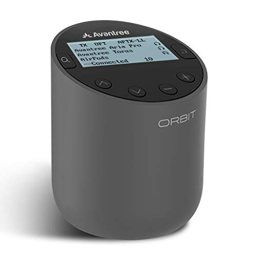 Avantree Orbit Bluetooth 5.0 Audio Transmitter for TV with 5.1 Surround Sound Passthrough Support, Class 1 Long Range, LED Display, Dual Link, 100% TV Compatibility Delivers No Lip sync Delay - style: Basic