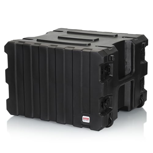 Gator Cases Pro Series 19" Depth 8U Rolling Rack Case with Recessed Wheels, Black - size: 8U Rack Space, style: Rolling Rack - 19" Deep