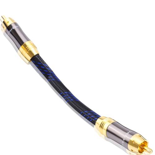 Dual Shielded (OD 8.0mm) RCA Male to RCA Male subwoofer Cable RCA Jumpers Patch Cable (1 Feet) - size: 1 Feet