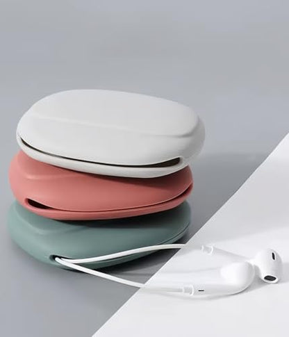 3 Pcs Silicone Headphone Organizer Data Cable Storage Case, Mini Storage Bag, Accessories Kit,Portable, Pouch Bag, Key Box (Red, Grey, Green)