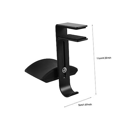 Uonlytech Adjustable Under Desk Headphone Stand Hanger Metal Holder for Headset Durable and Scratch-Resistant Design for Gaming and Office Use - color: Black