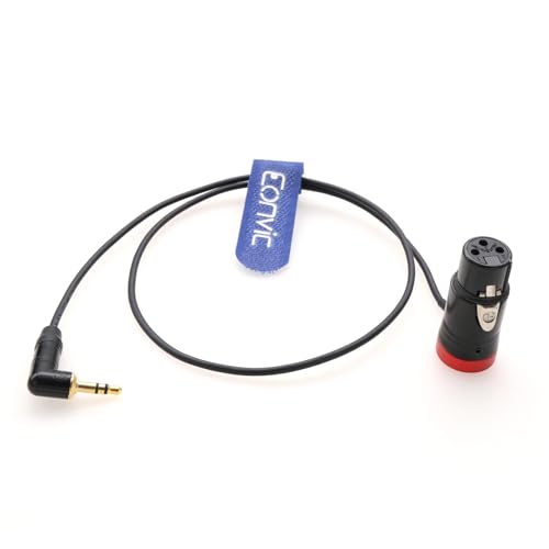 Audio Cable Low-Profile XLR 3 Pin Female Right Angle for BOYA Microphone to 3.5mm Mini Jack for Red Komodo DSMC2 Epic/Scalet Camera (Red) - color: Red