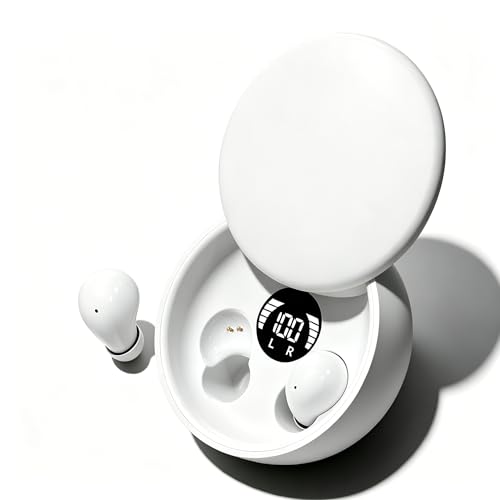 Sleep Earbuds Bluetooth 5.4, Mini Invisible Noise Blocking Sleeping Headphones, Hidden Earbuds with LED Display for Small Ears, for Side Sleepers Meditation Travel Gym Workout (White) - color: White