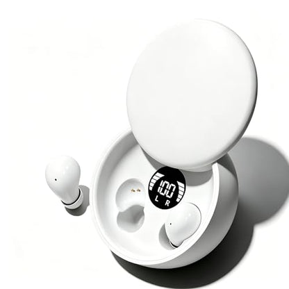 Sleep Earbuds Bluetooth 5.4, Mini Invisible Noise Blocking Sleeping Headphones, Hidden Earbuds with LED Display for Small Ears, for Side Sleepers Meditation Travel Gym Workout (White) - color: White