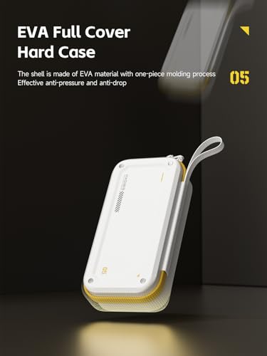 Hagibis Electronic Organizer Traveling Case Bag EVA Hardshell PU Portable Carrying Pouch for Mouse, Charger, Cables, Power Bank, SD Cards, USB Flash Disks, Accessories (White)