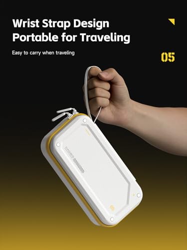 Hagibis Electronic Organizer Traveling Case Bag EVA Hardshell PU Portable Carrying Pouch for Mouse, Charger, Cables, Power Bank, SD Cards, USB Flash Disks, Accessories (White)