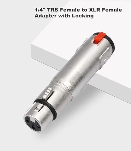 2Pack Lockable 1/4 TRS Female to 3Pin XLR Female Audio Adapter, Balance 6.35mm to XLR Adapter Suitable for Microphones, Mixing Consoles, and Power amplifiers - color: silver