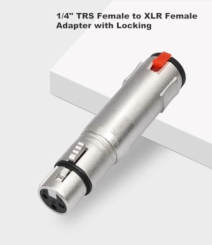 2Pack Lockable 1/4 TRS Female to 3Pin XLR Female Audio Adapter, Balance 6.35mm to XLR Adapter Suitable for Microphones, Mixing Consoles, and Power amplifiers - color: silver