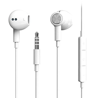 BENEWY in-Ear Headphones, 3.5mm Earphones Wired Earbuds with Microphone | Noise lsolating, High Definition, Pure Sound for iPhone, iPad,Smartphone, MP3 Players,Tablets Laptops and Other Audio Devices - color: A-White