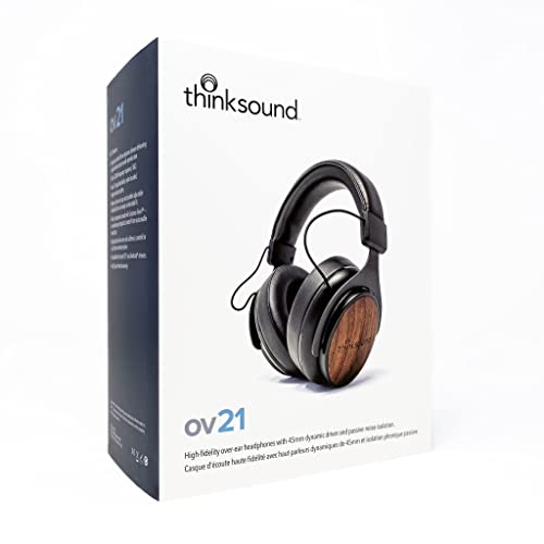 thinksound ov21- Wired Headphones - Over Ear Closed Back Pro Studio Monitor with Mic Professional Grade, Critically Acclaimed, with Detachable Corded Cable for Recording, DJ, Guitar, Music, Podcast