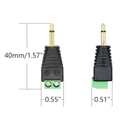 5Pcs 3.5mm Audio Terminal Block Connector, TS Solderless Screw Terminal | 1/8 3.5mm Male Plug to 2 Pin Mono Audio Terminal, TS 2 Pole Gold Plated Plug with Screwdriver, AUX Audio Adapter - style: 3.5mm TS 2 Pole Plug - 5Pcs