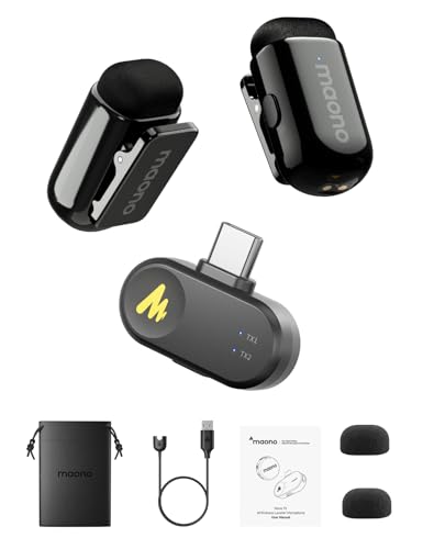 MAONO Wave T1 Mini Lavalier Microphone for iPhone/Android with USB C Plug - color: Black