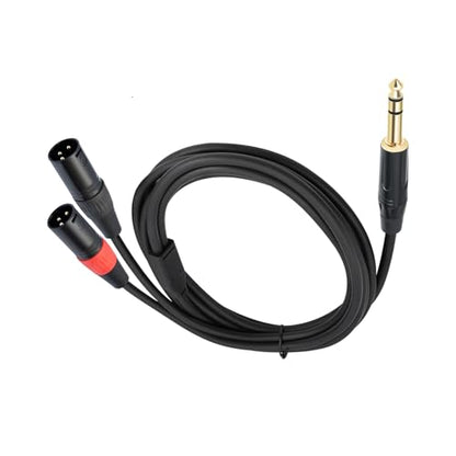 1/4 TRS to Dual XLR Male Y-Splitter Stereo Breakout Cable 1/4 inch(6.35mm) to 2 XLR Patch Cable 10FT - size: 10FT
