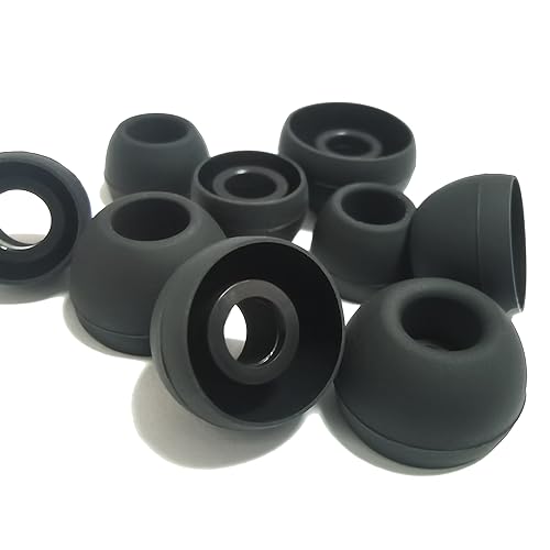 Silicone Replacement Earbuds Tips Universal for 5mm-7mm True Wireless LMS | 6 Pairs Rubber Ear TipsSecure Fit & Noise Isolation, Black - color: 4.5mm-Black