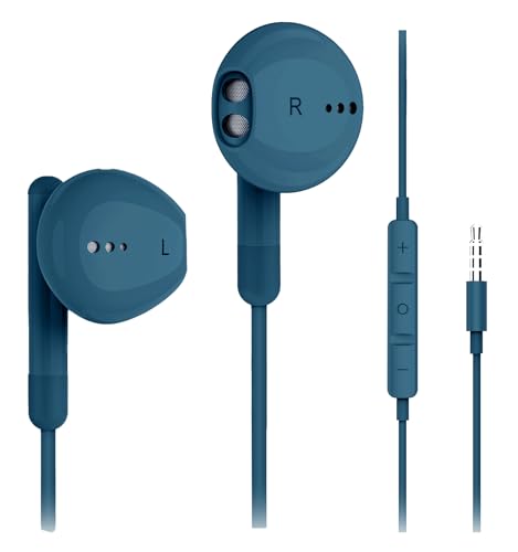 Kimwood Wired Earbuds with Microphone, Wired Earphones in-Ear Headphones HiFi Stereo, Powerful Bass and Crystal Clear Audio, Compatible with iPhone, Android, Computer Most with 3.5mm Jack(Blue) - color: Blue, size: regular