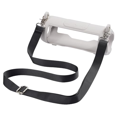 Silicone Cover Compatible with JBL Flip 7 Waterproof Portable Speaker with Shoulder Strap (White) - color: White