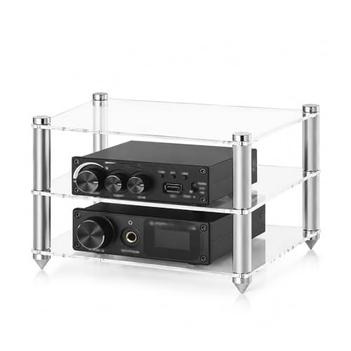 2 Layer HiFi Racks Desktop Audio Media Stand, Transparent Audio Video Tower, Acrylic Audio Component Rack Small Desk Shelf Organizer Stereo Tower(Transparent) - color: Transparent