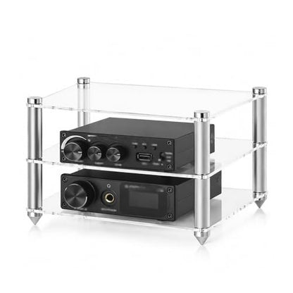 2 Layer HiFi Racks Desktop Audio Media Stand, Transparent Audio Video Tower, Acrylic Audio Component Rack Small Desk Shelf Organizer Stereo Tower(Transparent) - color: Transparent