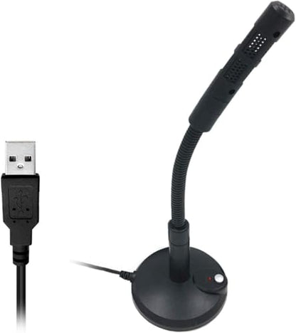 USB Desktop Microphone with LED Indicator, 360-Degree Adjustable Stand, Mute Button for PC, Laptop, Gaming, Streaming, Recording, Black